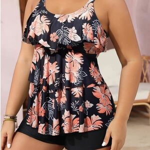 Younique Floral Black and Coral  Swim suit